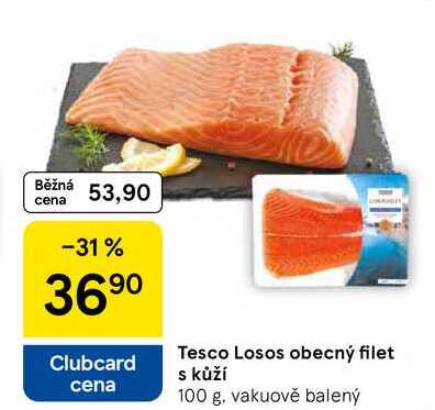 Tesco Losos obecný filet s kůží, 100 g