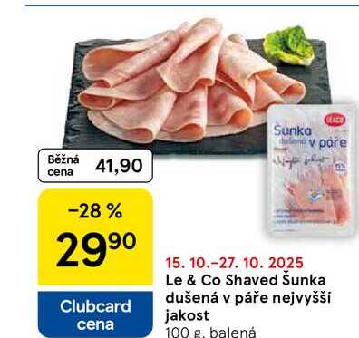 Le & Co Shaved Šunka dušená v páře nejvyšší jakost, 100 g 