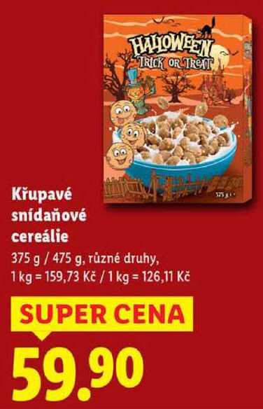 Křupavé snídaňové cereálie, 375 g/475 g