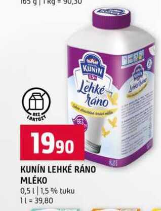 Kunín lehké ráno mléko 0,5 l