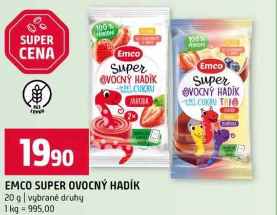Emco super ovocný hadík 20 g