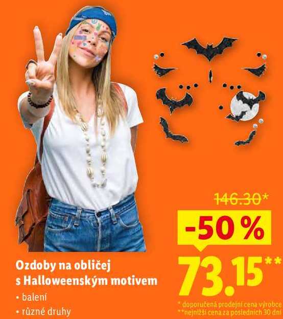 Ozdoby na obličej s Halloweenským motivem