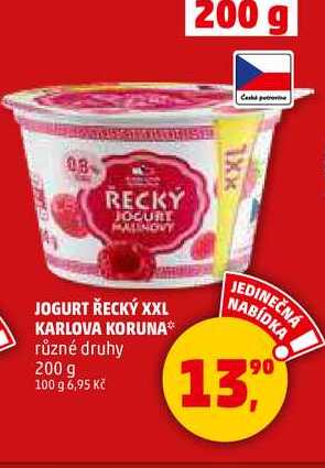 JOGURT ŘECKÝ XXL KARLOVA KORUNA, 200 g 