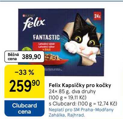 Felix Kapsičky pro kočky, 24x 85 g, dva druhy 