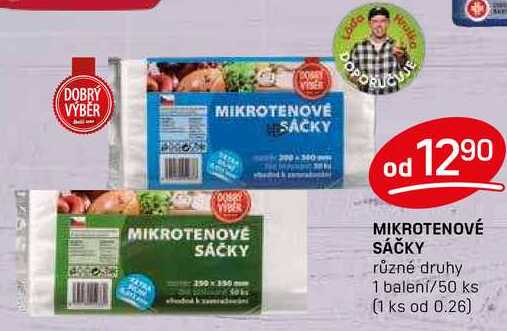 MIKROTENOVÉ SÁČKY různé druhy 1 balení/50 ks 