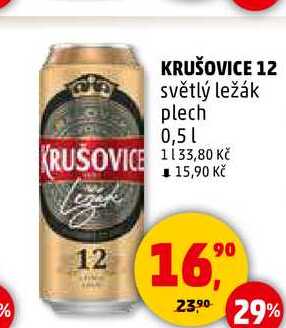 KRUŠOVICE 12 světlý ležák plech, 0,5 l