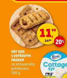 HOT DOG S VEPŘOVÝM PÁRKEM, 100 g