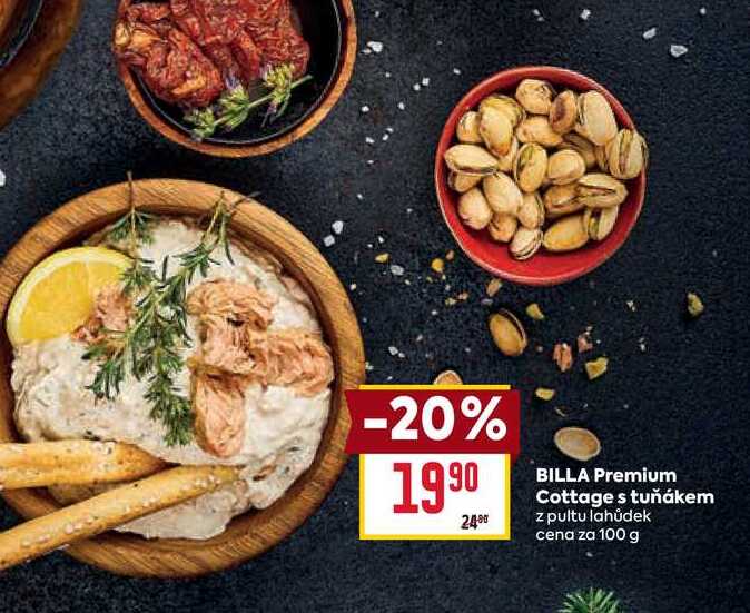 BILLA Premium Cottages tuňákem z pultu lahůdek cena za 100 g