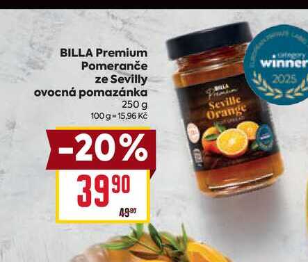 BILLA Premium Pomeranče ze Sevilly ovocná pomazánka 250 g 