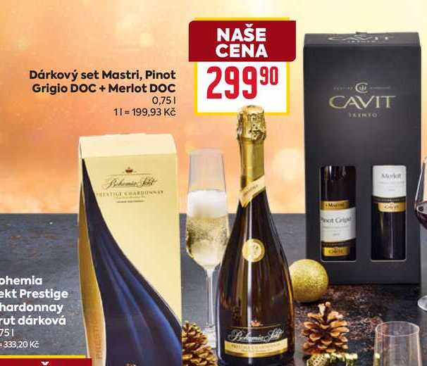 Dárkový set Mastri, Pinot Grigio DOC +Merlot DOC 0,75l