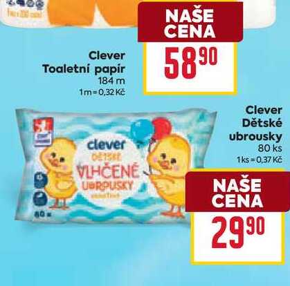 Clever Dětské ubrousky 80 ks 