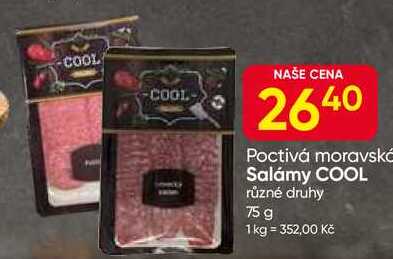 Poctivá moravská Salámy COOL různé druhy 75 g