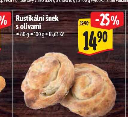 Rustikální šnek s olivami 80 g  