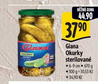  Giana Okurky sterilované 6-9 cm 670 g  