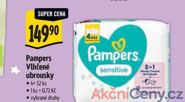  Pampers Vlhčené ubrousky 4× 52 ks  