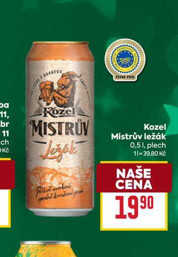 Kozel Mistrův ležák 0,51, plech