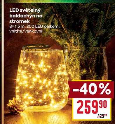 LED světelný baldachýn na stromek 8x1,5 m, 200 LED celkem, vnitřní/venkovní 