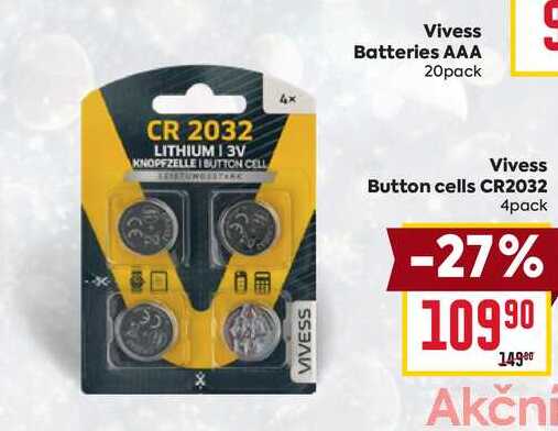 Vivess Button cells CR2032 4pack