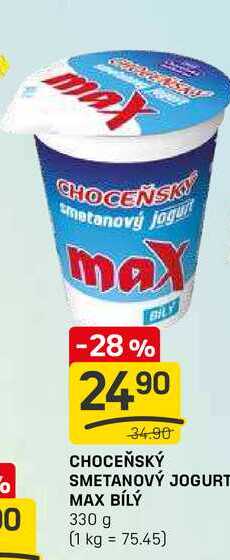 Choceňská Mlékárna Choceňský smetanový jogurt max bílý 330g