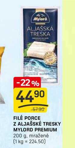 FILÉ PORCE Z ALJAŠSKÉ TRESKY MYLORD PREMIUM 200 g, mražené 
