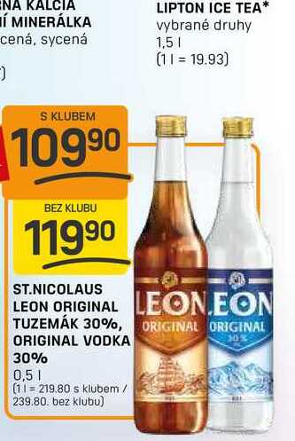 ST.NICOLAUS LEON ORIGINAL TUZEMÁK 30%, ORIGINAL VODKA 30% 0,5l