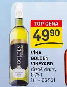 VÍNA GOLDEN VINEYARD různé druhy 0,75l