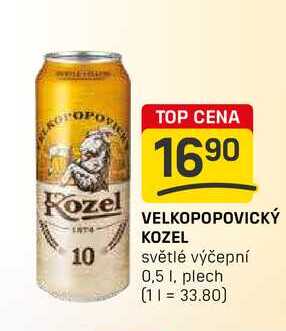 VELKOPOPOVICKÝ KOZEL světlé výčepní 0,5l ,plech 