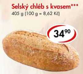 Selský chléb s kvasem, 405 g