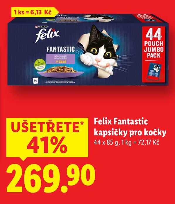Felix Fantastic kapsičky pro kočky, 44x 85 g