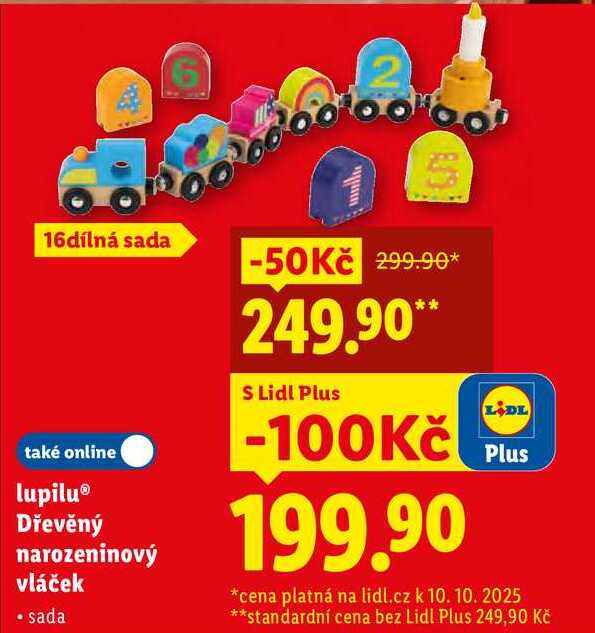 lupilu Dřevěný narozeninový vláček