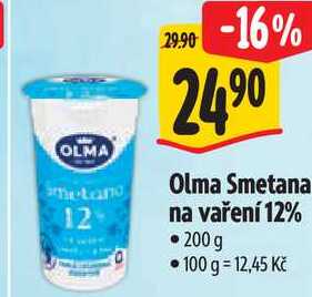 Olma Smetana na vaření 12%, 200 g