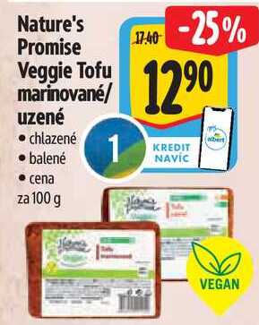 Nature's Promise Veggie Tofu marinované/uzené, cena za 100 g 