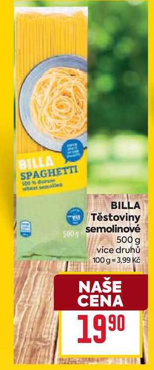 BILLA Těstoviny semolinové 500 g 