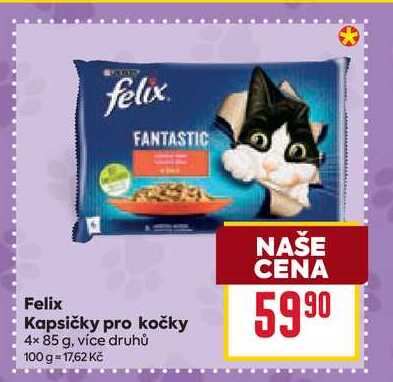 Felix Kapsičky pro kočky 4× 85 g