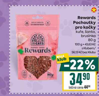 Rewards Pochoutky pro kočky kuře, šanta, brusinka 80 g 