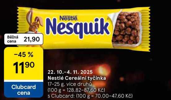 Nestlé Cereální tyčinka, 17-25 g, více druhů 
