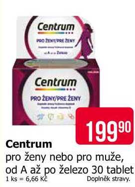Centrum pro ženy nebo pro muže, od A až po železo 30 tablet 