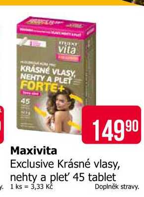 Maxivita Exclusive Krásné vlasy, nehty a pleť 45 tablet