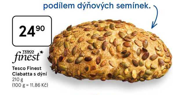 Tesco Finest Ciabatta s dýní, 210 g 
