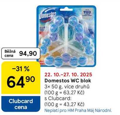 Domestos WC blok, 3× 50 g