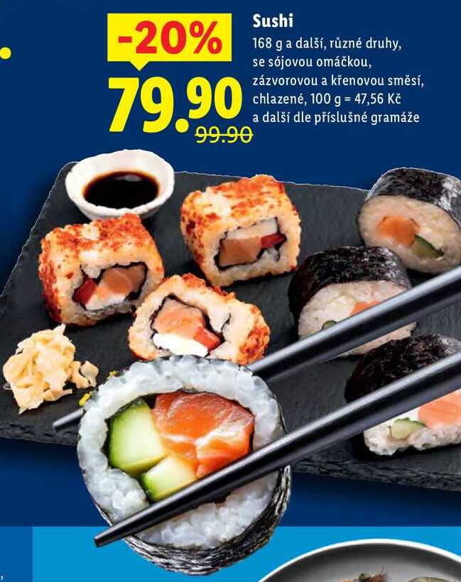 Sushi, 168 g a další