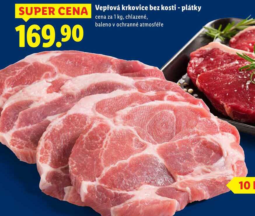 Vepřová krkovice bez kosti - plátky, cena za 1 kg