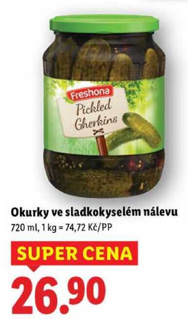 Okurky ve sladkokyselém nálevu, 720 ml