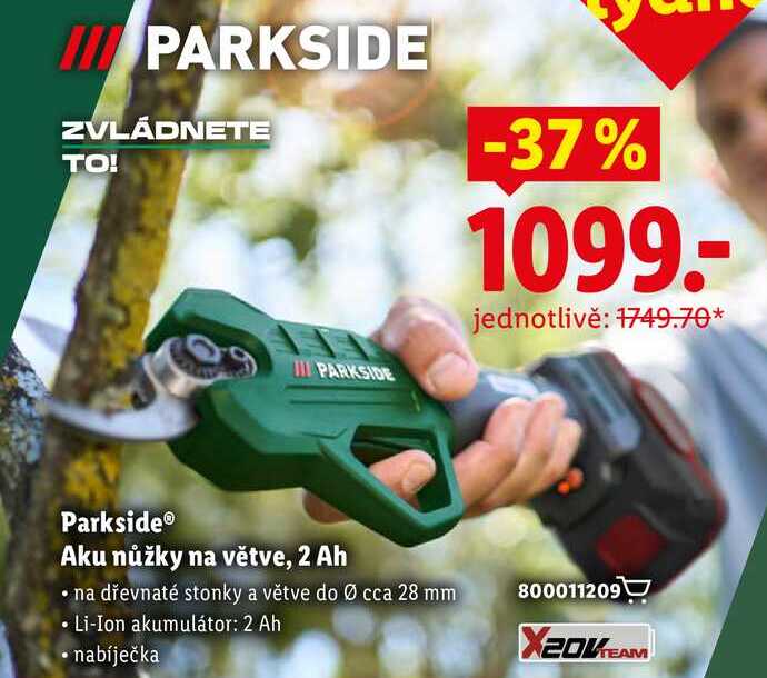 Parkside Aku nůžky na větve, 2 Ah 
