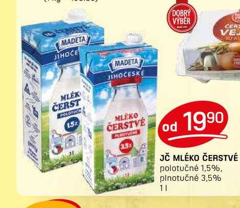 JČ MLÉKO ČERSTVÉ polotučné 1,5% 1l