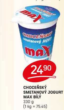 Choceňská Mlékárna Choceňský smetanový jogurt max bílý 330g