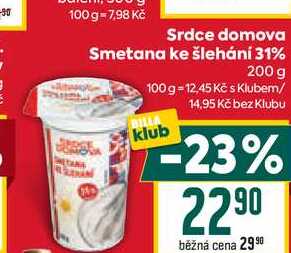 Srdce domova Smetana ke šlehání 31% 200 g 