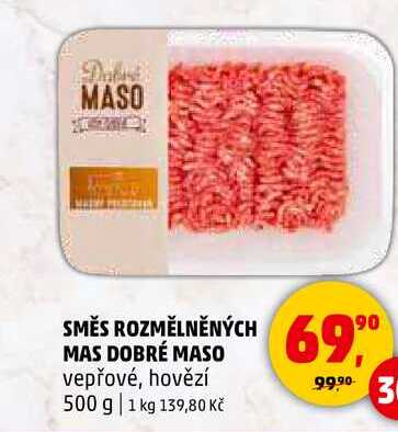 SMĚS ROZMĚLNĚNÝCH MAS DOBRÉ MASO vepřové, hovězí, 500 g 