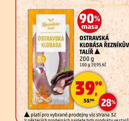 OSTRAVSKÁ KLOBÁSA ŘEZNÍKŮV TALÍŘ, 200 g
