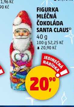 FIGURKA MLÉČNÁ ČOKOLÁDA SANTA CLAUS, 40 g 